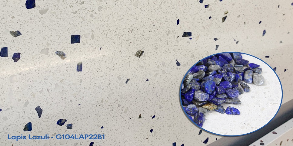 Cầu thang đá thạch anh Lapis Lazuli G104LAP22B1