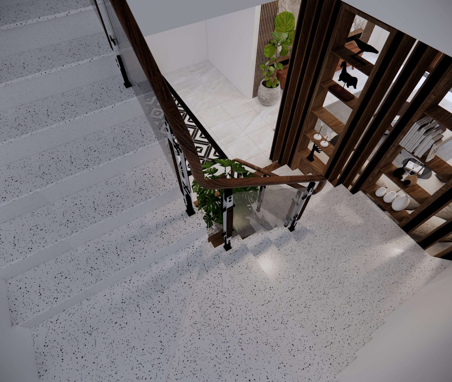 Cầu thang đá thạch anh Obsidian Đen G104BOB22B1