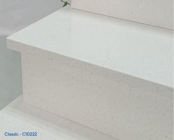 Cầu thang đá thạch anh Trắng Ngọc Trai C10222